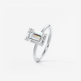 Emerald Hidden Halo Lab Grown Diamond Engagement Ring