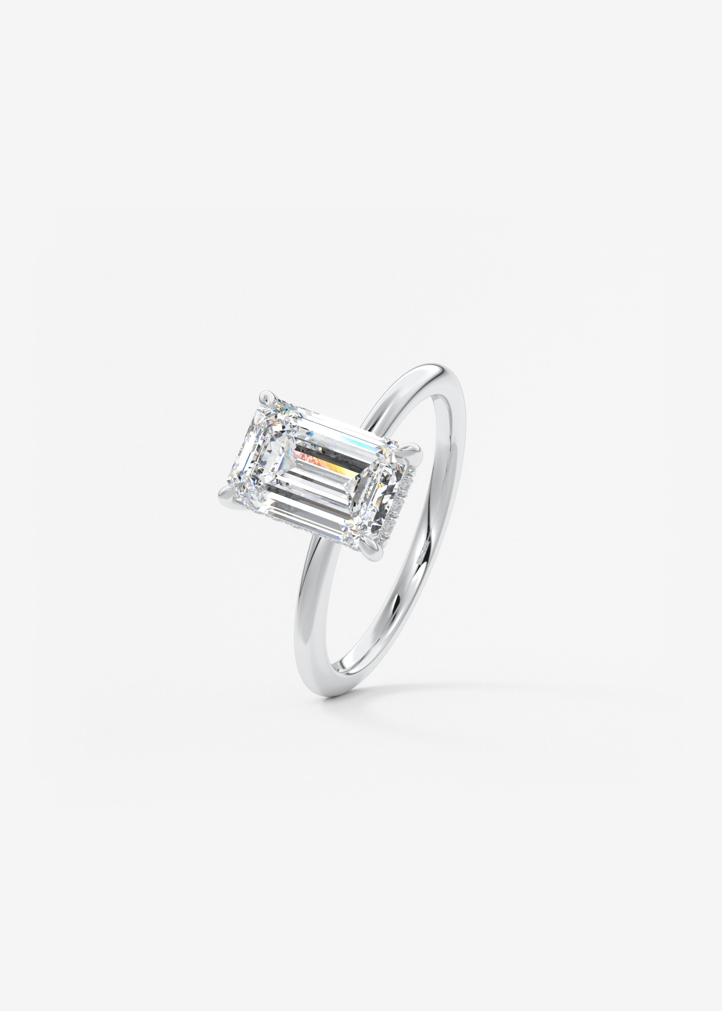 Emerald Hidden Halo Lab Grown Diamond Engagement Ring