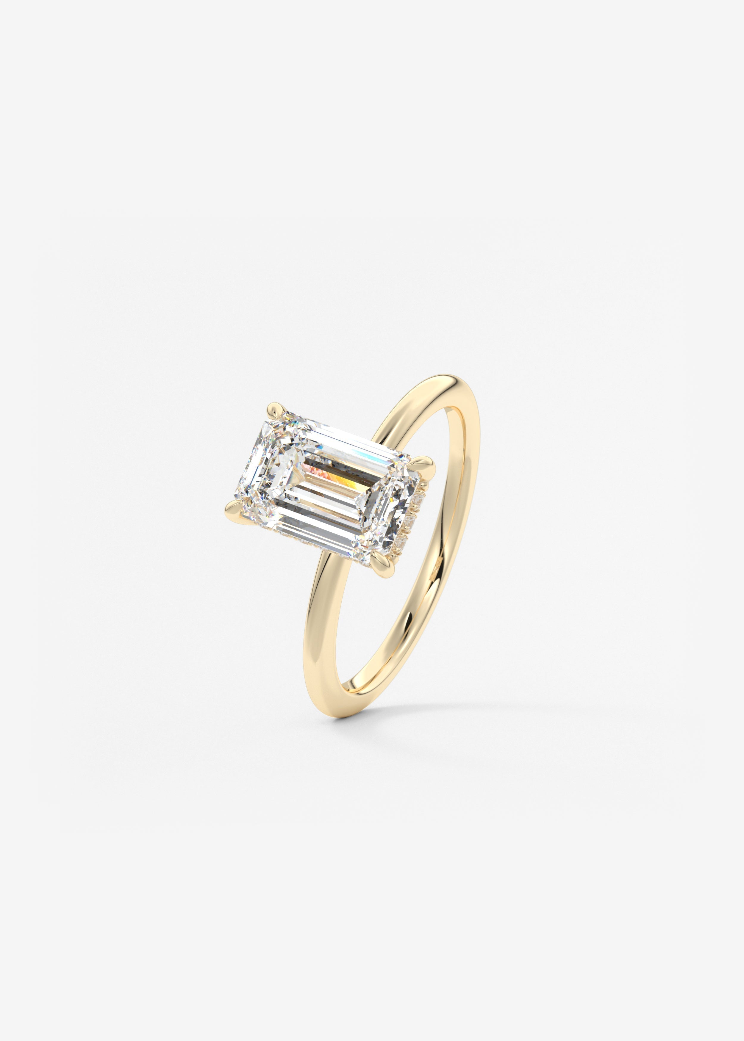Emerald Hidden Halo Lab Grown Diamond Engagement Ring