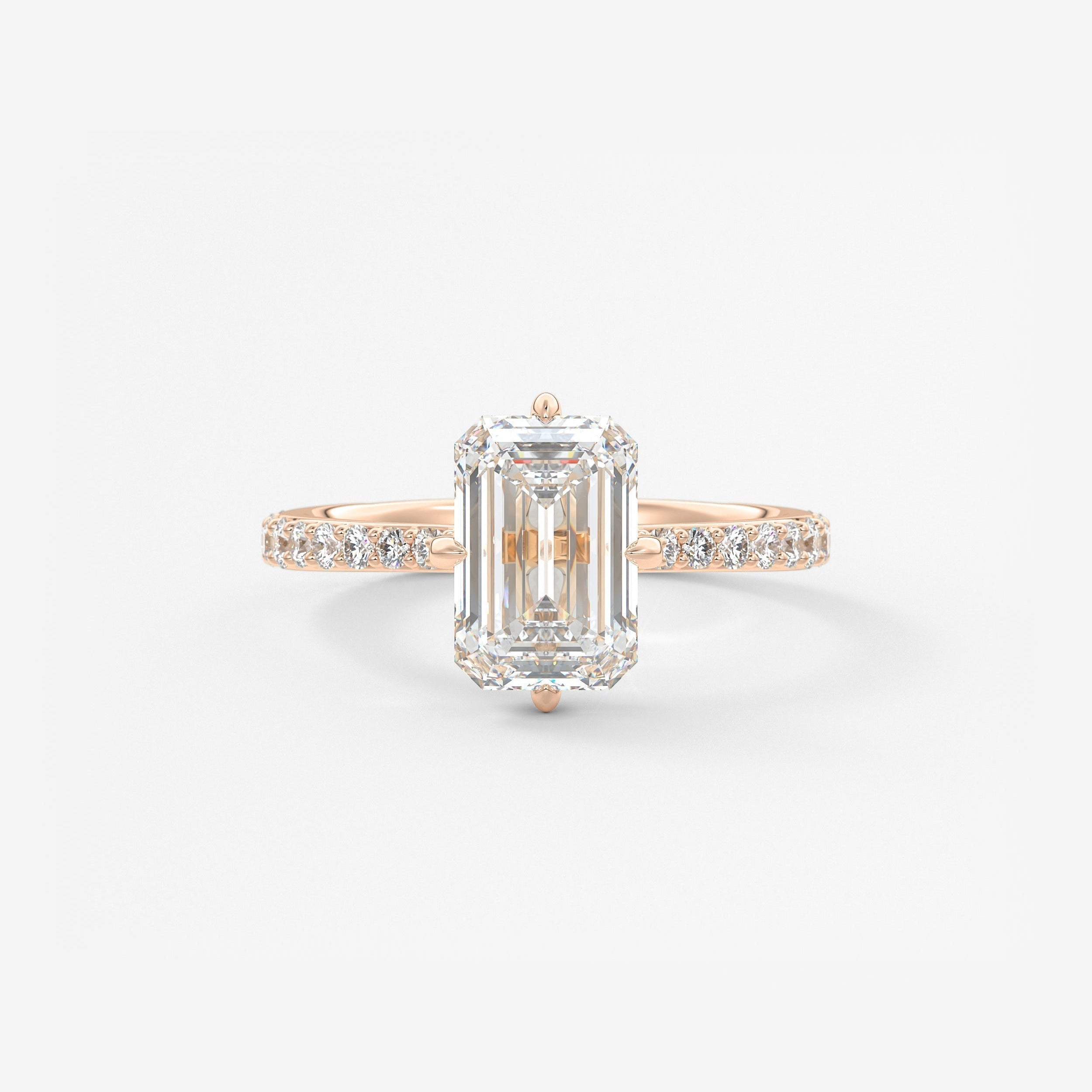 Emerald Hidden Halo Pave Lab Grown Diamond Engagement Ring