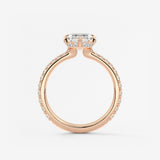 Emerald Hidden Halo Pave Lab Grown Diamond Engagement Ring