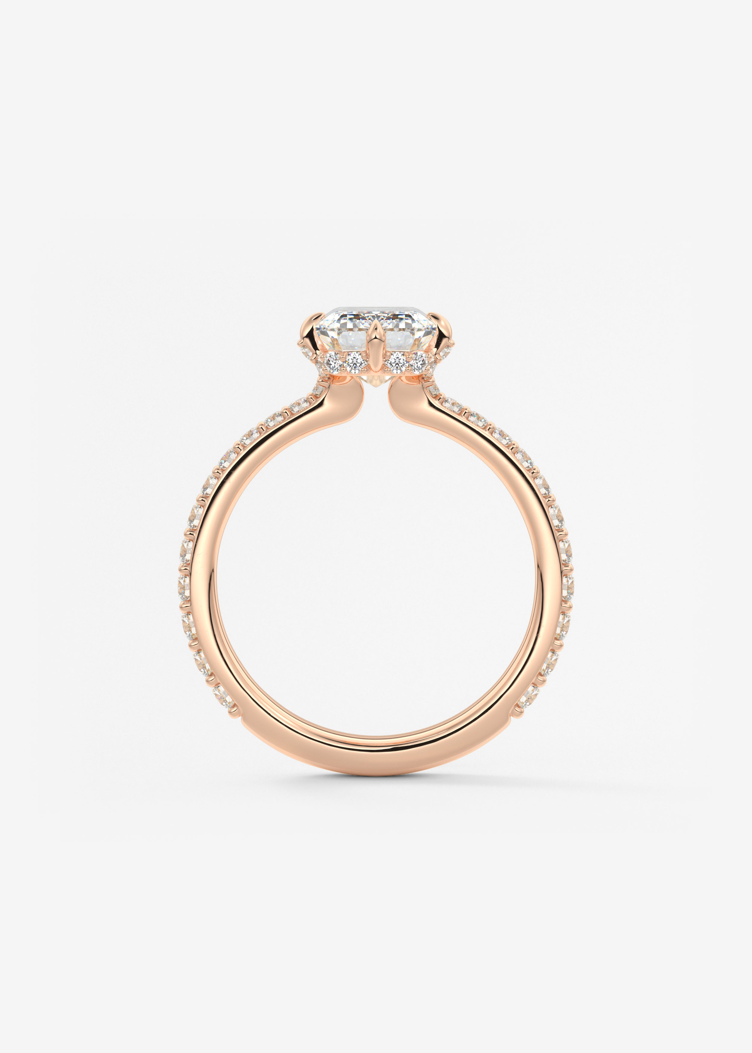 Emerald Hidden Halo Pave Lab Grown Diamond Engagement Ring