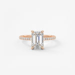 Emerald Hidden Halo Pave Lab Grown Diamond Engagement Ring
