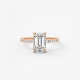 Emerald Hidden Halo Pave Lab Grown Diamond Engagement Ring