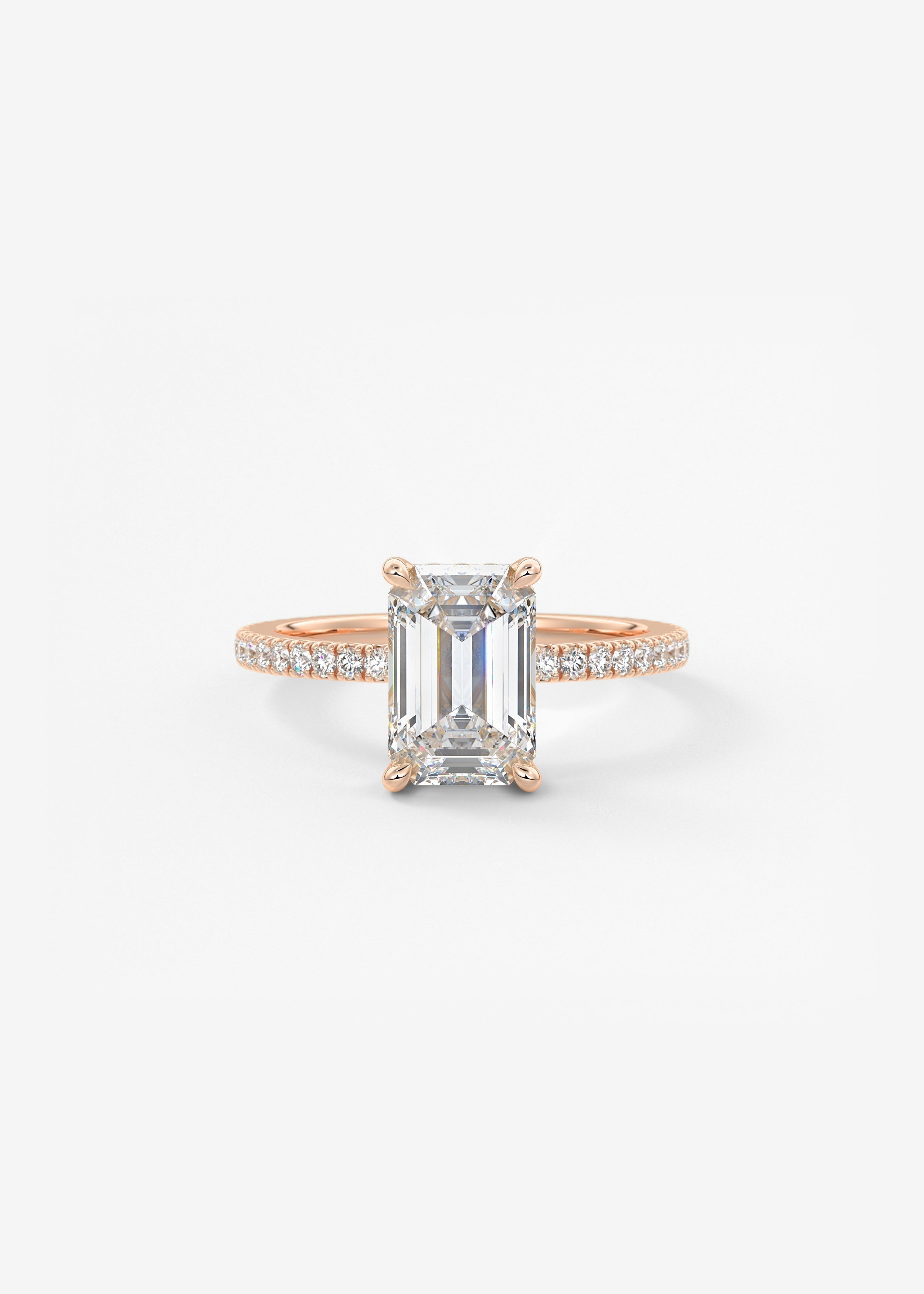 Emerald Hidden Halo Pave Lab Grown Diamond Engagement Ring
