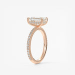 Emerald Hidden Halo Pave Lab Grown Diamond Engagement Ring