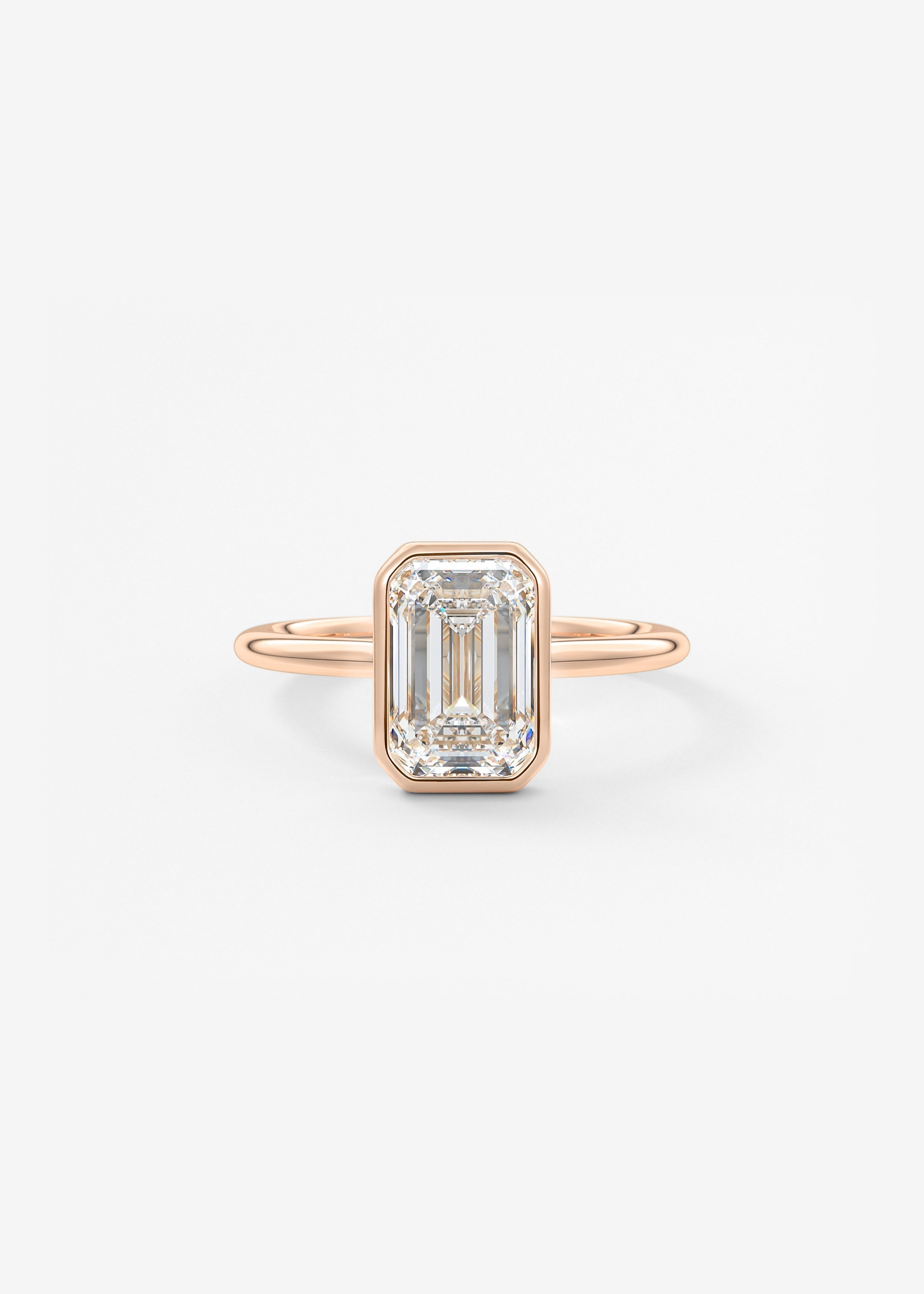 Emerald Bezel Lab Grown Diamond Engagement Ring