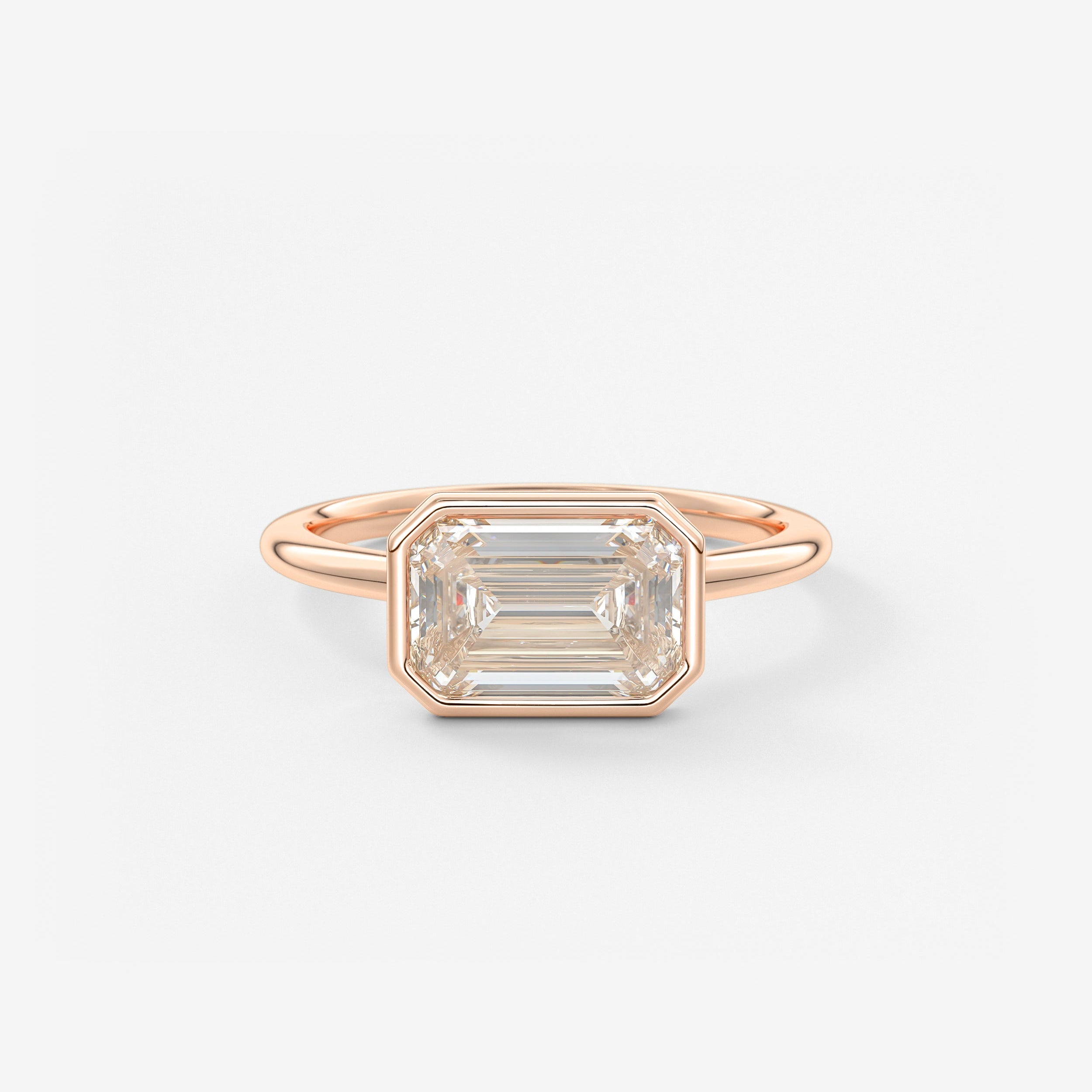 Emerald East West Bezel Lab Grown Diamond Engagement Ring