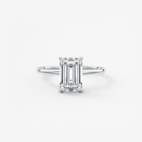 Emerald Hidden Halo Lab Grown Diamond Engagement Ring