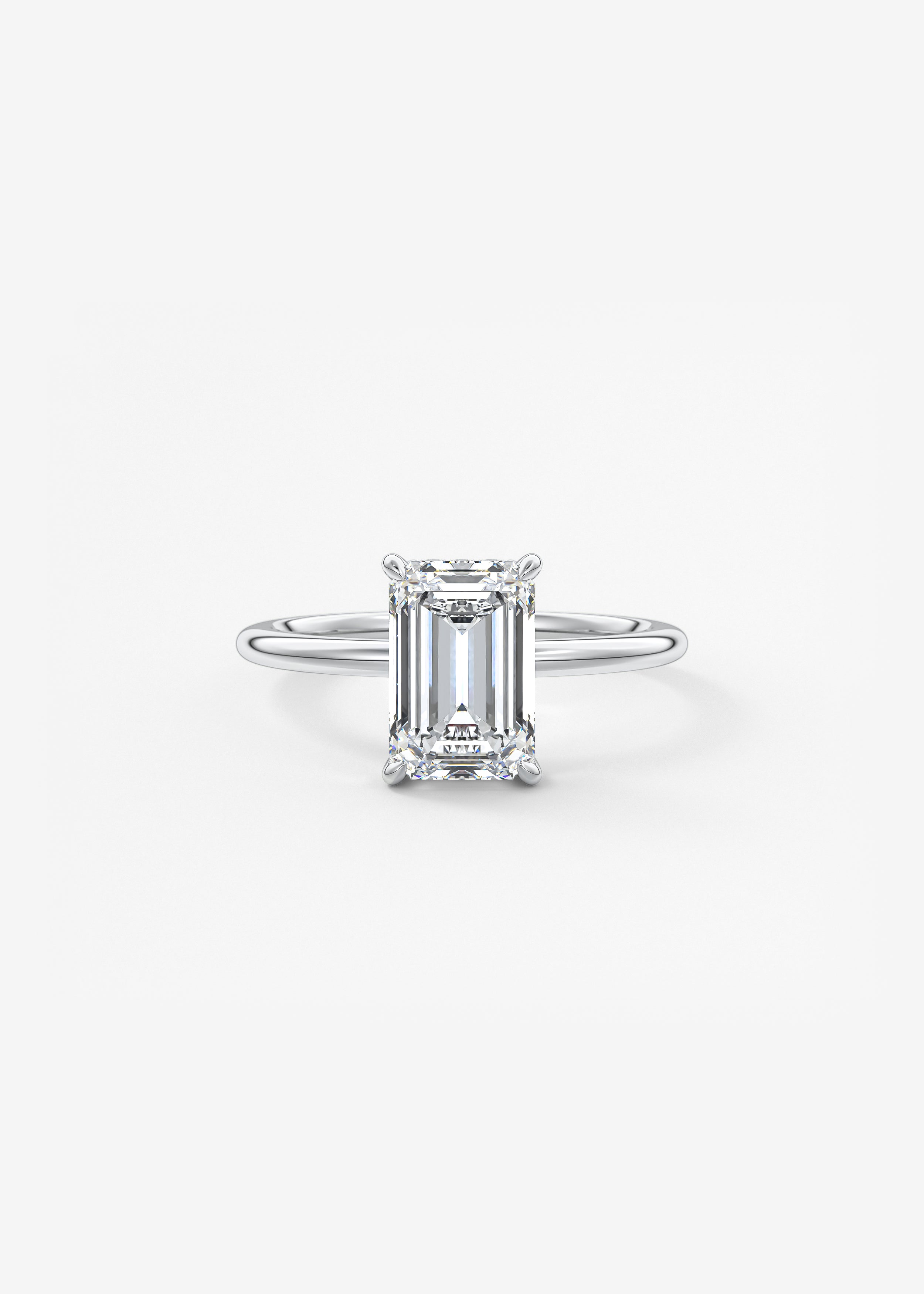 Emerald Hidden Halo Lab Grown Diamond Engagement Ring