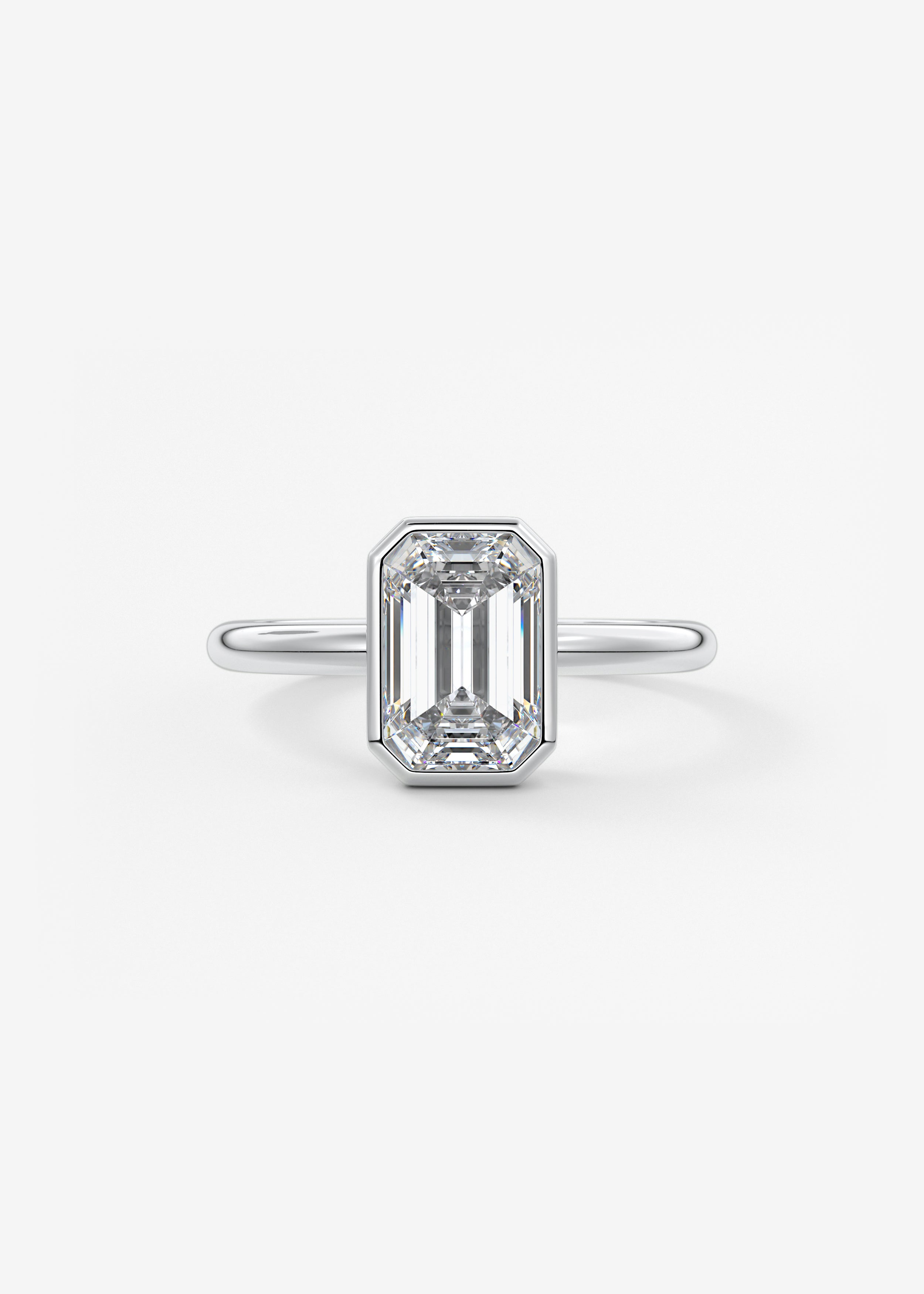 Emerald Bezel Lab Grown Diamond Engagement Ring