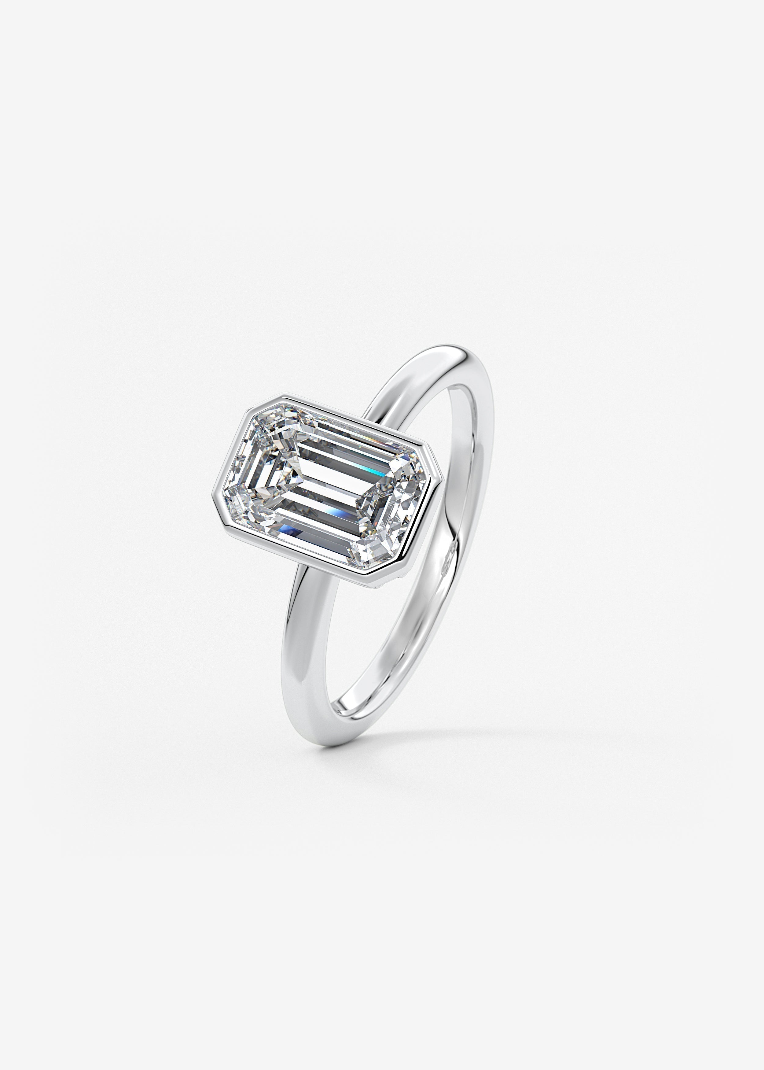 Emerald Bezel Lab Grown Diamond Engagement Ring