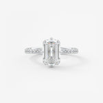 Emerald Hidden Halo Pave Lab Grown Diamond Engagement Ring
