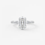 Emerald Hidden Halo Pave Lab Grown Diamond Engagement Ring