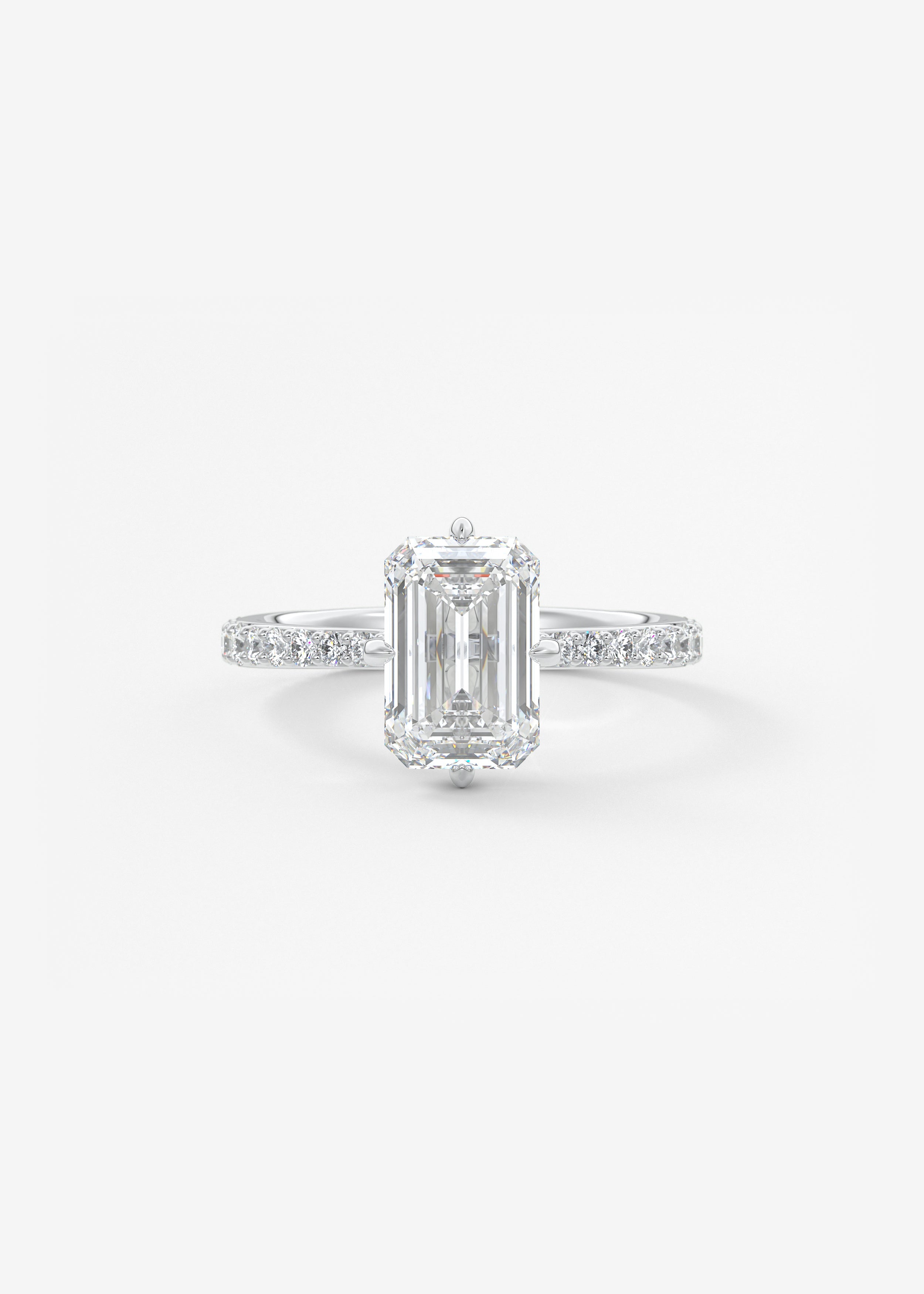Emerald Hidden Halo Pave Lab Grown Diamond Engagement Ring