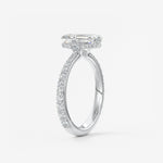 Emerald Hidden Halo Pave Lab Grown Diamond Engagement Ring