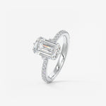 Emerald Hidden Halo Pave Lab Grown Diamond Engagement Ring