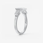 Emerald East West Three Stone Bezel Lab Grown Diamond Engagement Ring