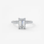 Emerald Hidden Halo Pave Lab Grown Diamond Engagement Ring