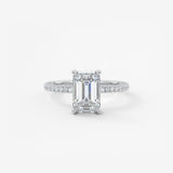 Emerald Hidden Halo Pave Lab Grown Diamond Engagement Ring