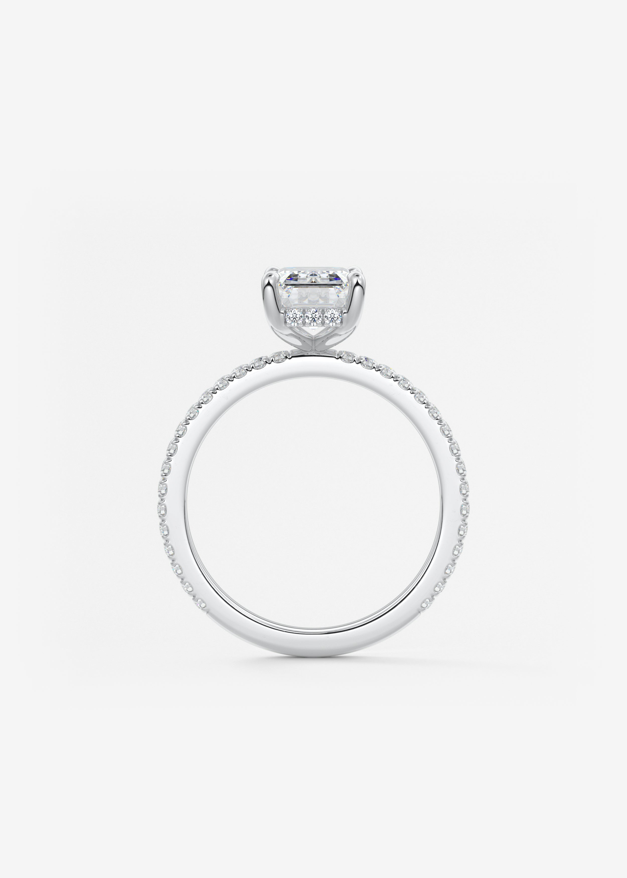 Emerald Hidden Halo Pave Lab Grown Diamond Engagement Ring