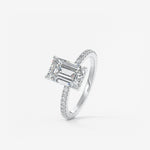 Emerald Hidden Halo Pave Lab Grown Diamond Engagement Ring