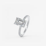 Emerald Hidden Halo Pave Lab Grown Diamond Engagement Ring