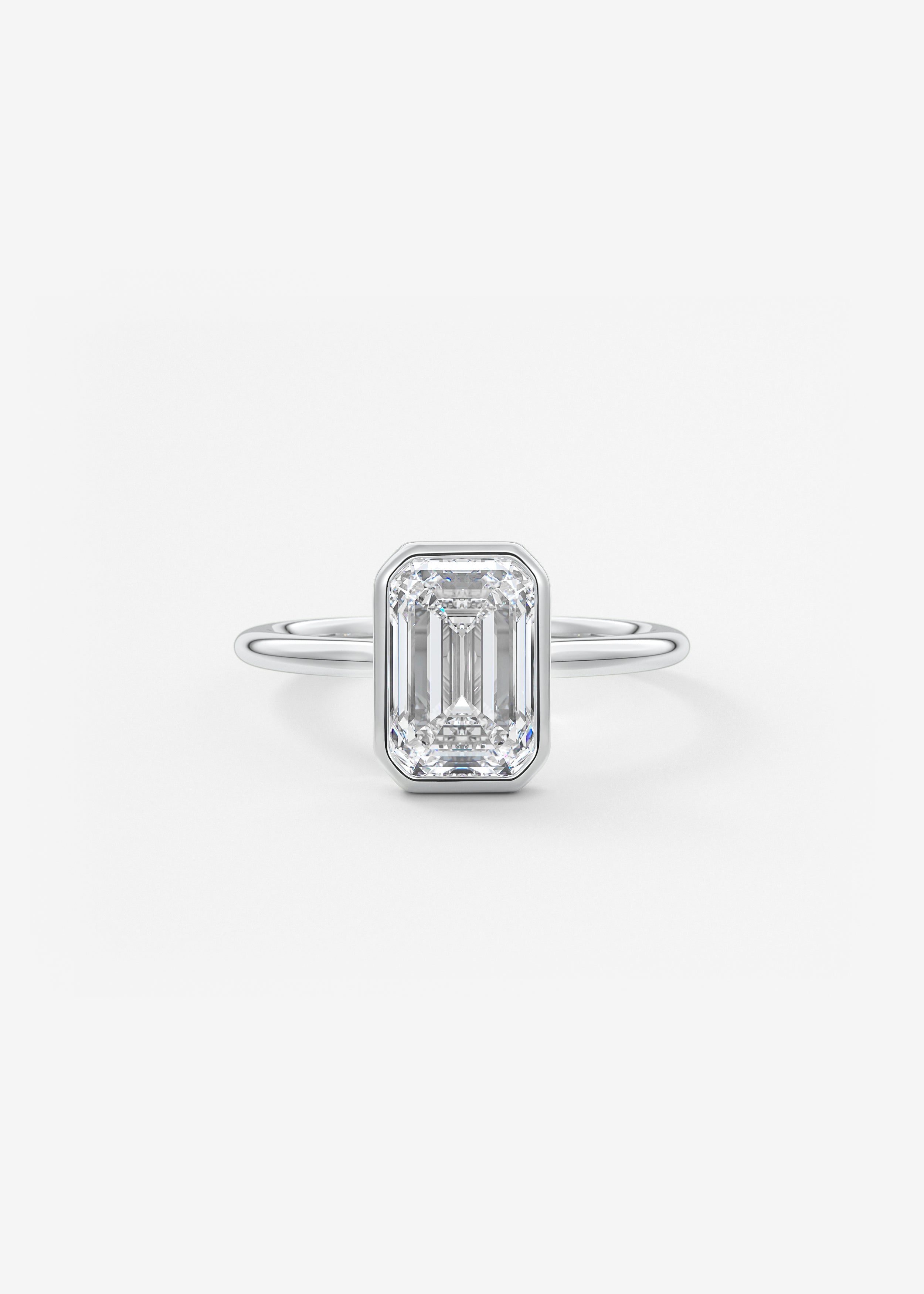 Emerald Bezel Lab Grown Diamond Engagement Ring