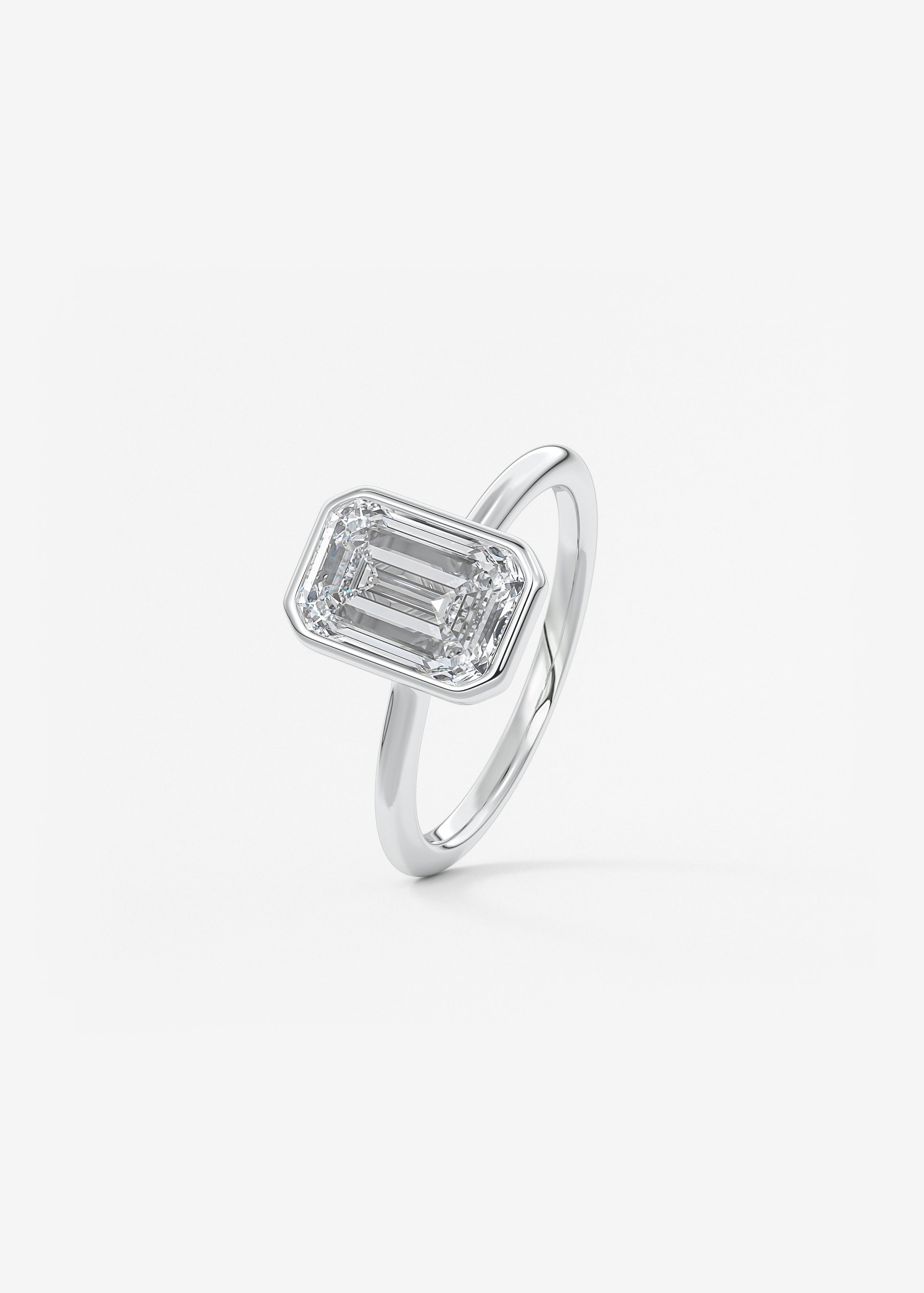 Emerald Bezel Lab Grown Diamond Engagement Ring