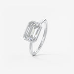 Emerald East West Bezel Lab Grown Diamond Engagement Ring