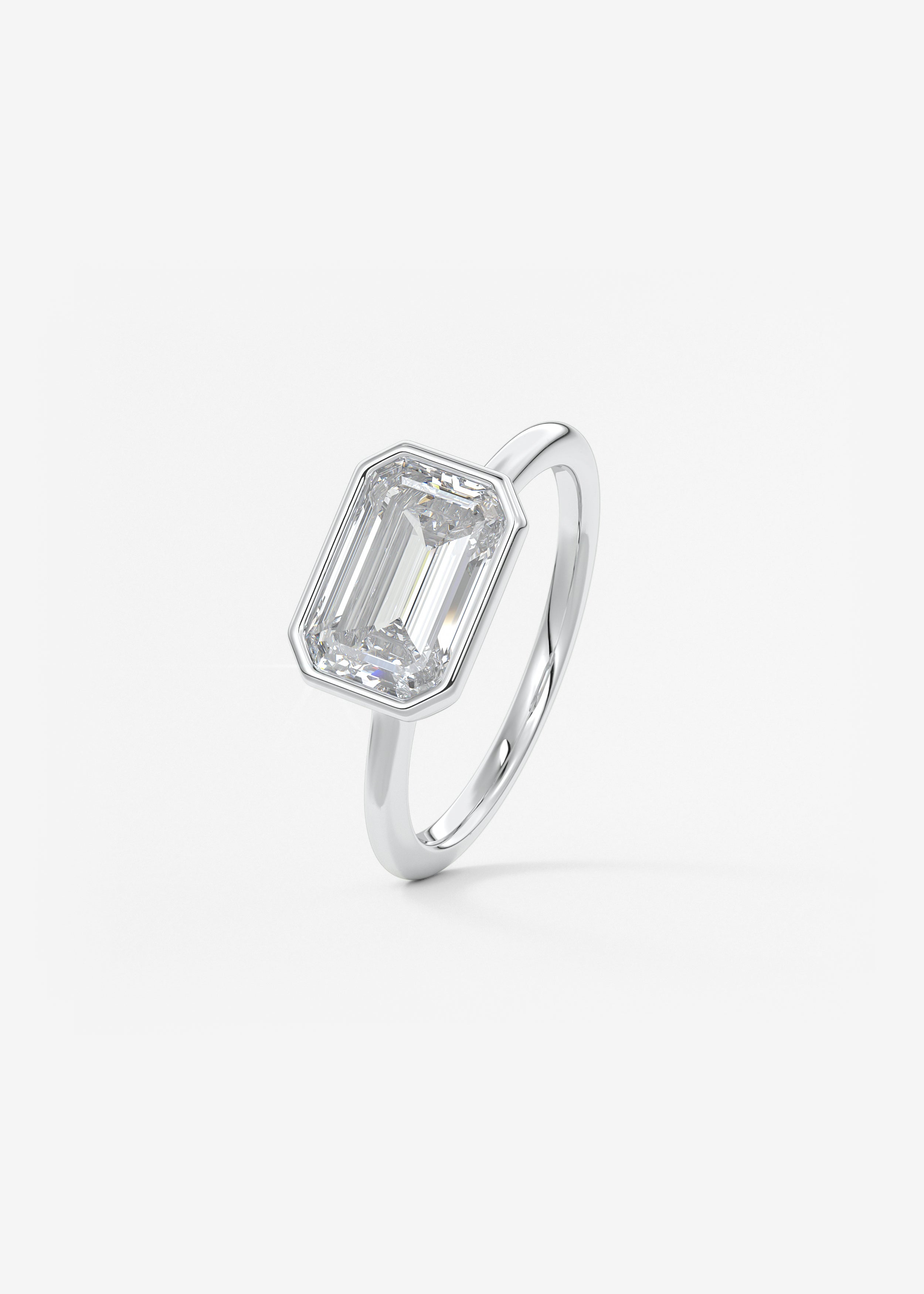 Emerald East West Bezel Lab Grown Diamond Engagement Ring