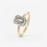 Emerald Bezel Lab Grown Diamond Engagement Ring