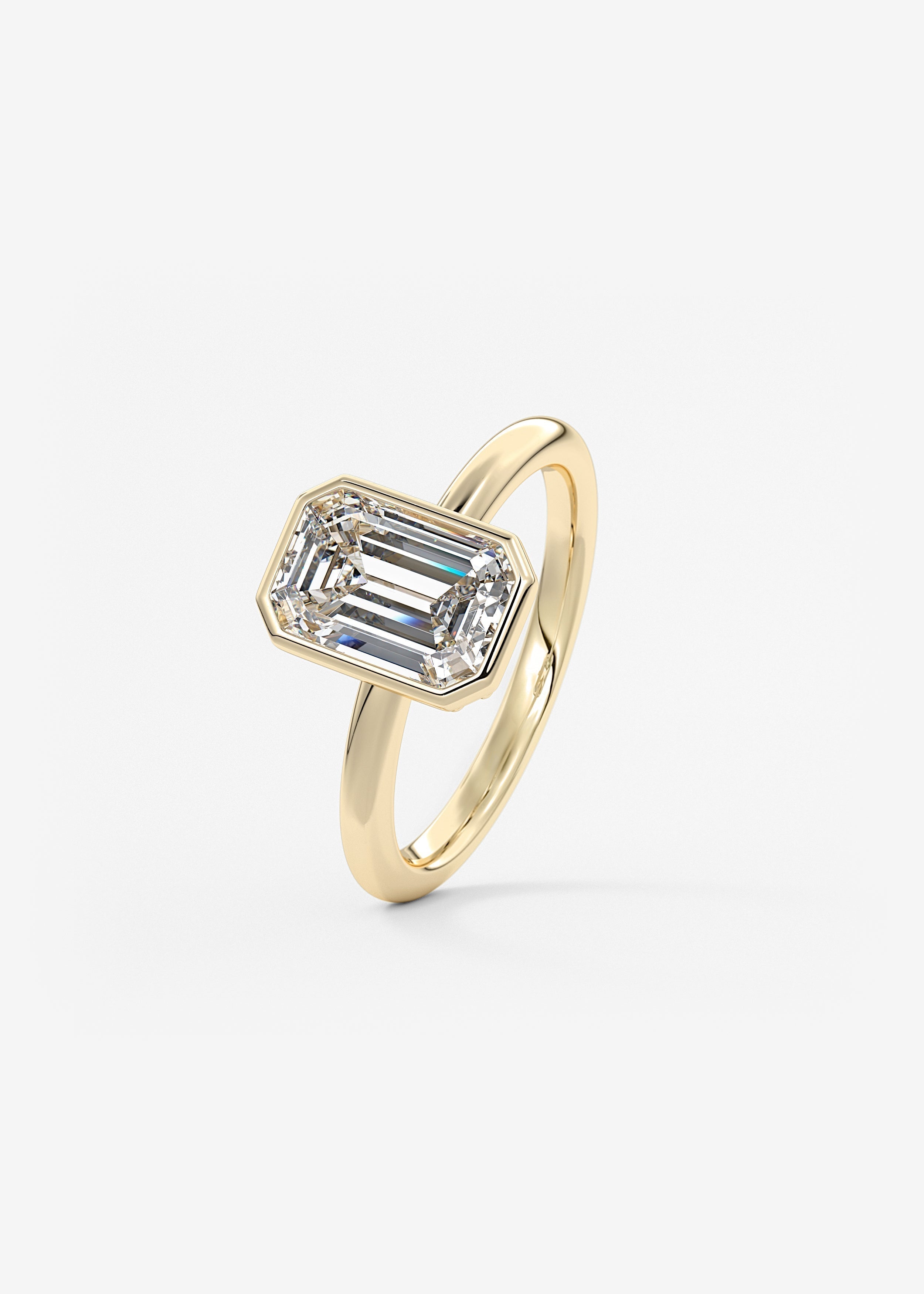 Emerald Bezel Lab Grown Diamond Engagement Ring
