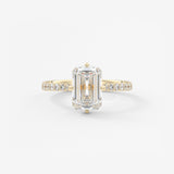 Emerald Hidden Halo Pave Lab Grown Diamond Engagement Ring