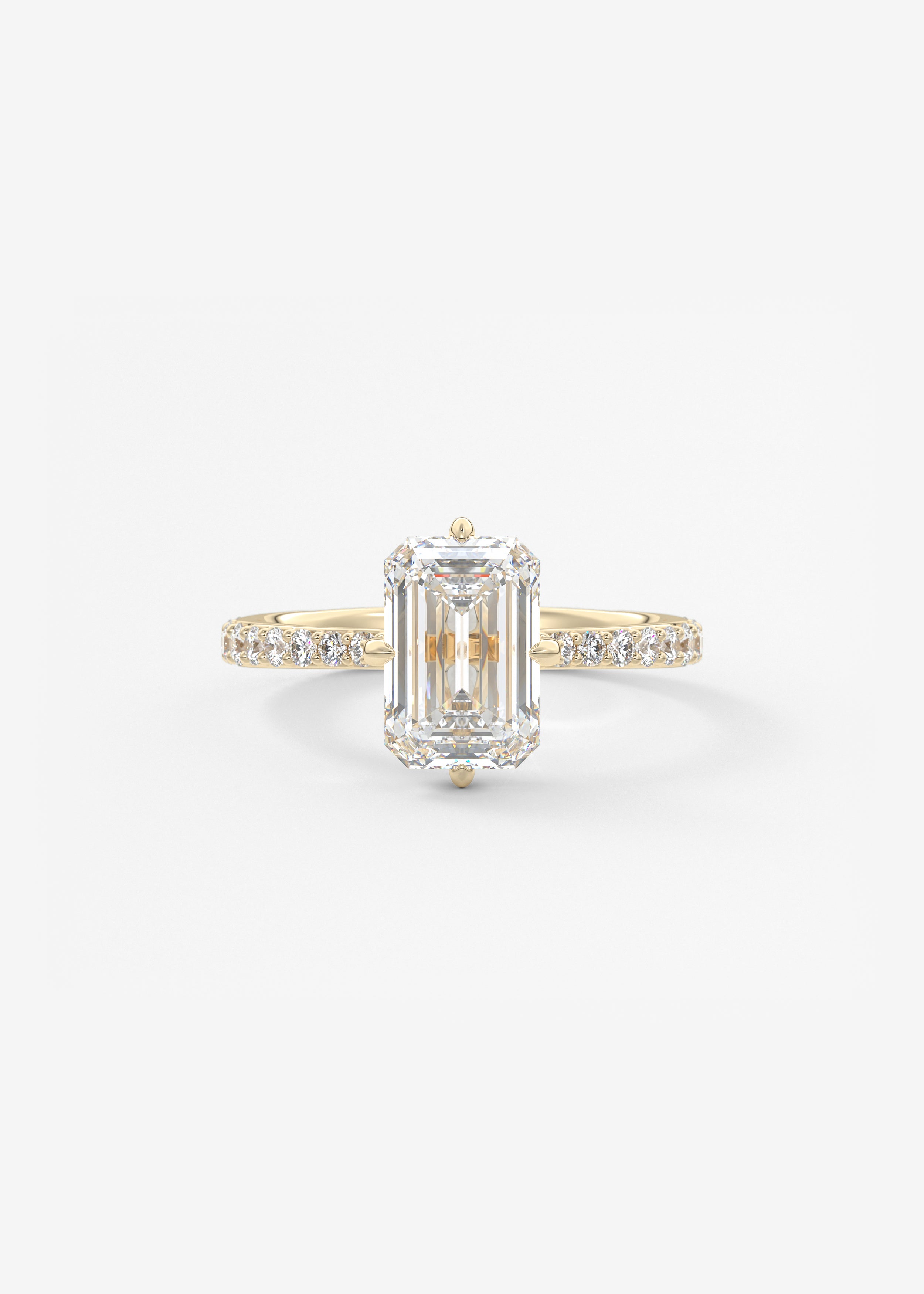 Emerald Hidden Halo Pave Lab Grown Diamond Engagement Ring