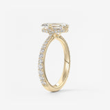 Emerald Hidden Halo Pave Lab Grown Diamond Engagement Ring