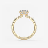 Emerald Hidden Halo Pave Lab Grown Diamond Engagement Ring
