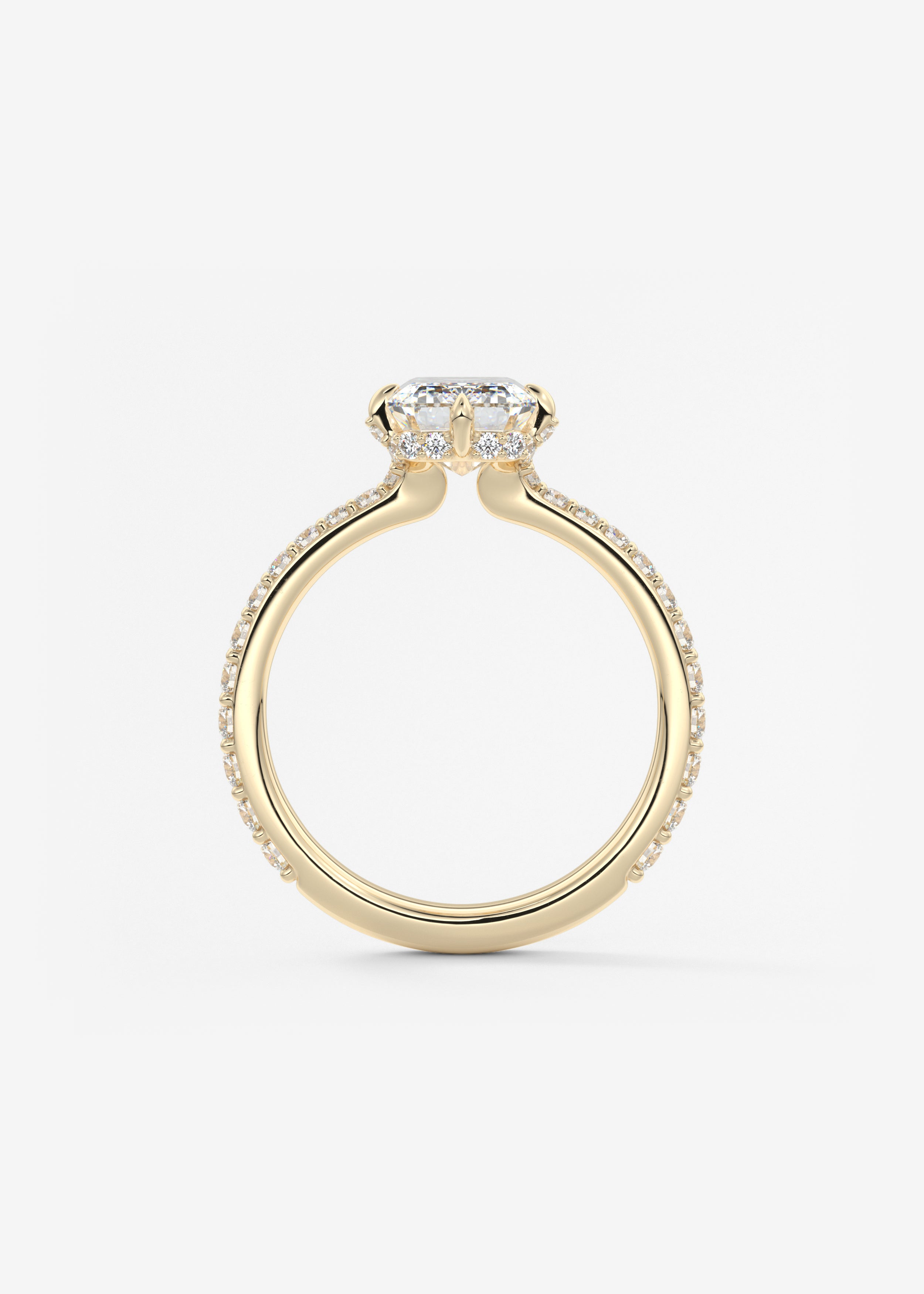 Emerald Hidden Halo Pave Lab Grown Diamond Engagement Ring