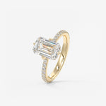 Emerald Hidden Halo Pave Lab Grown Diamond Engagement Ring