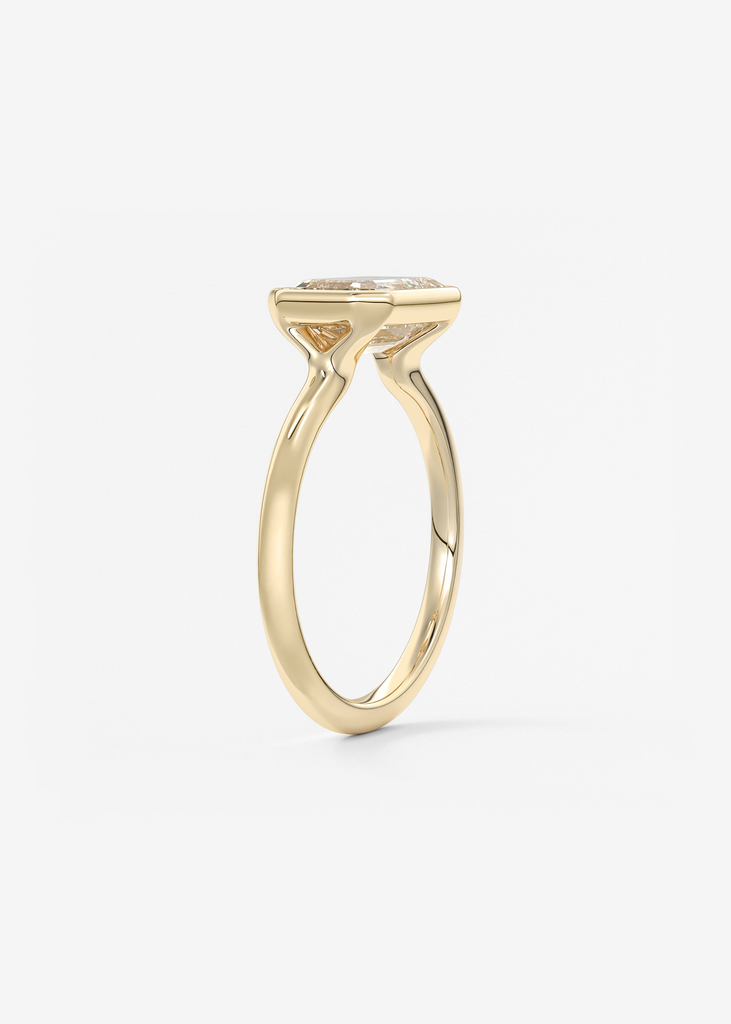 Emerald East West Bezel Lab Grown Diamond Engagement Ring