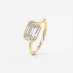 Emerald East West Bezel Lab Grown Diamond Engagement Ring