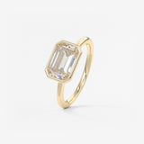 Emerald East West Bezel Lab Grown Diamond Engagement Ring