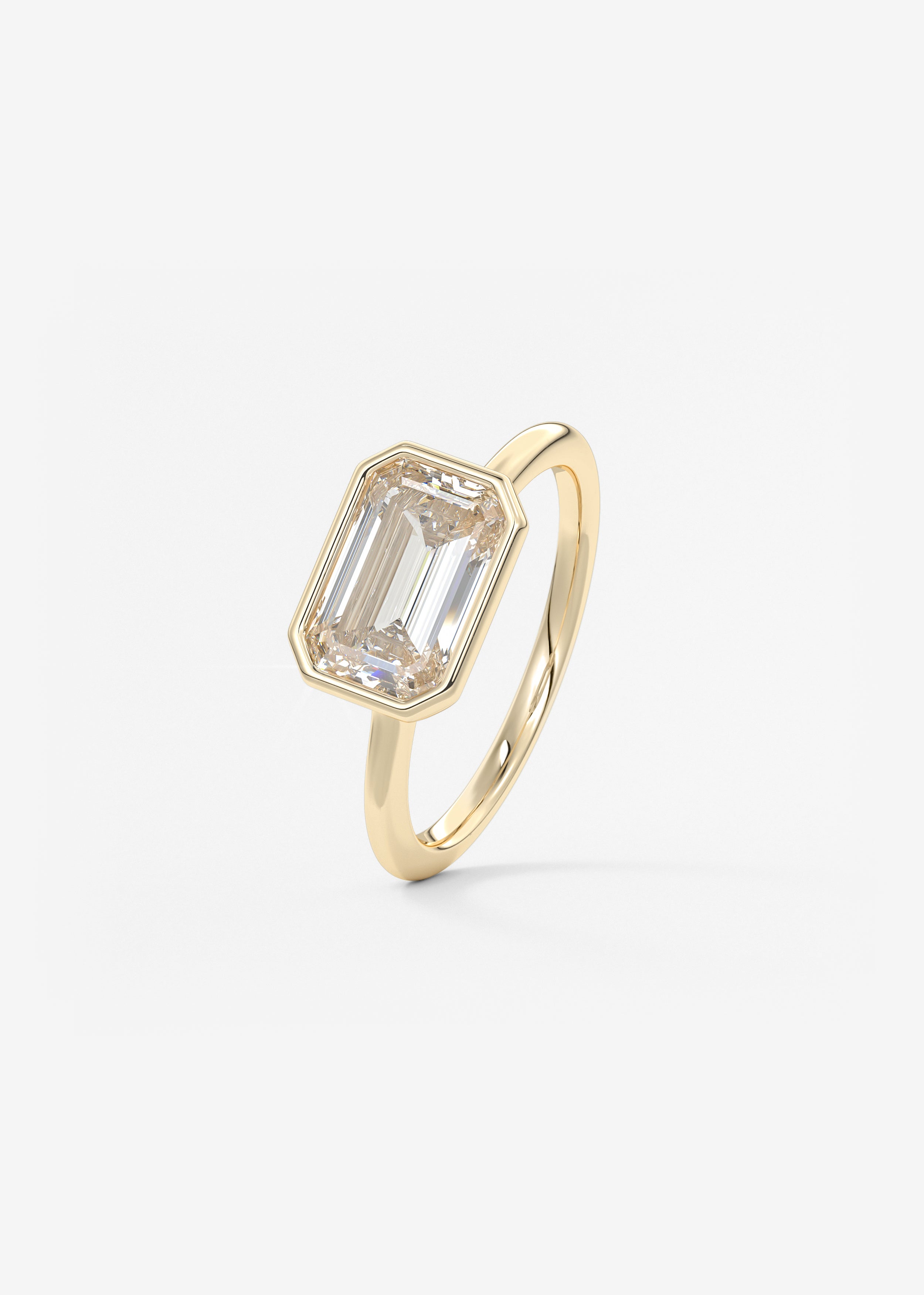 Emerald East West Bezel Lab Grown Diamond Engagement Ring