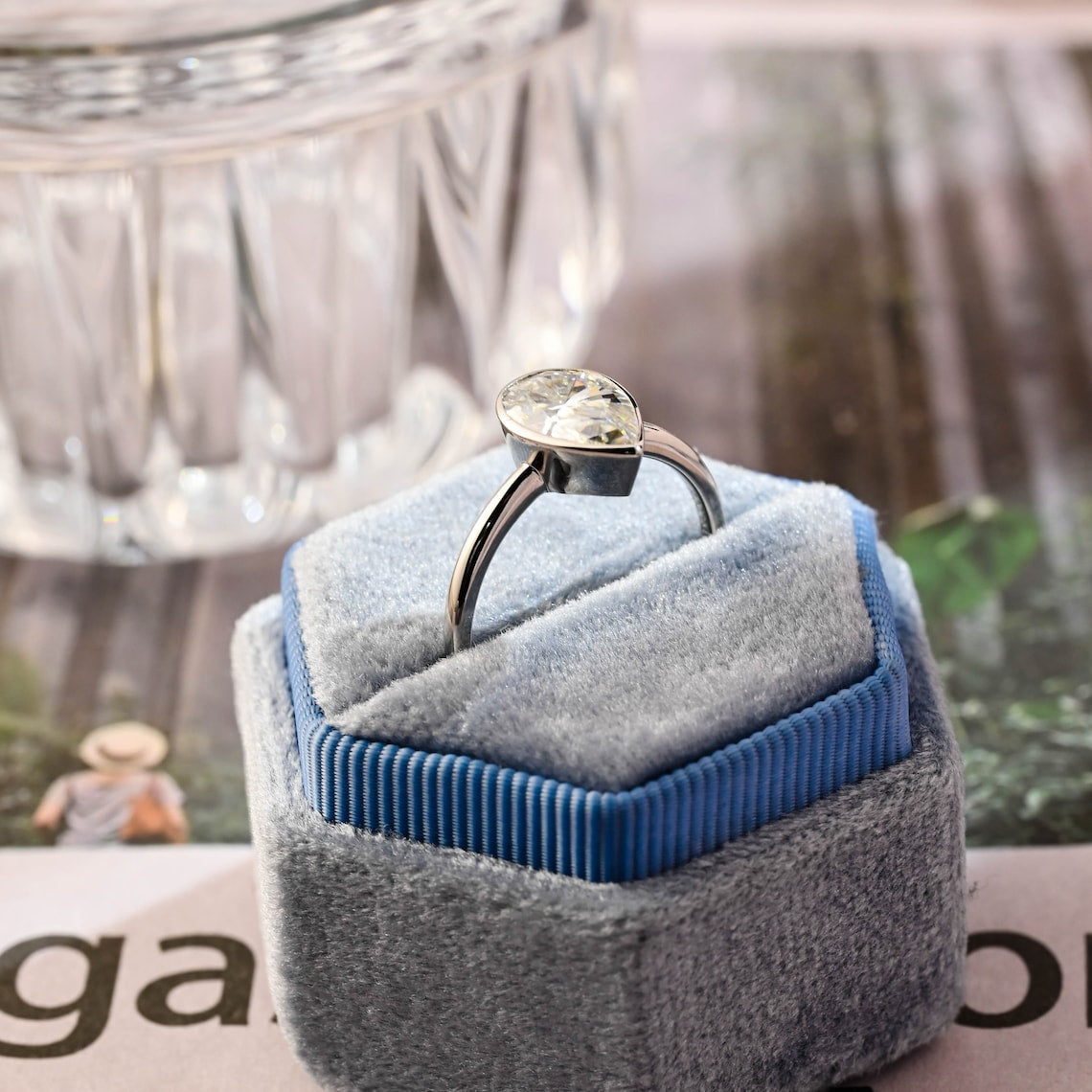 Stunning 3.0 CT Pear Moissanite Engagement Ring with Bezel Design 5