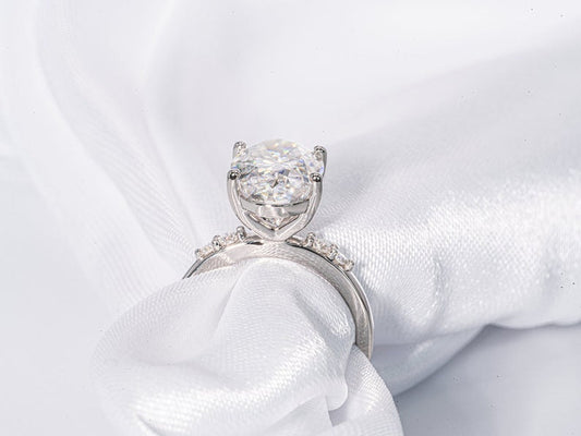 Classic 3.50 CT Oval Moissanite Engagement Ring with Cluster Design 2