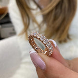 Stunning 3.98 CT Emerald Moissanite Stones Full Eternity Wedding Bands 8