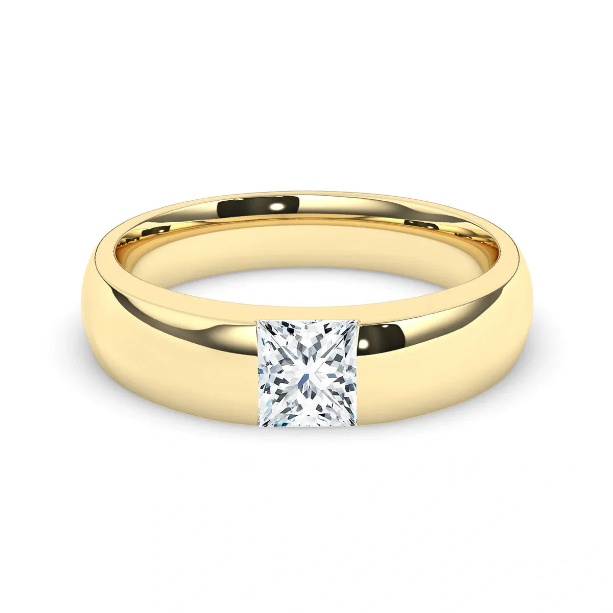 Delicate 0.70 CT Moissanite Solitaire Men's Wedding Band with Princess Cut Stones in Solid Gold 1