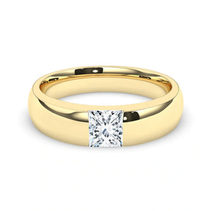 Delicate 0.70 CT Moissanite Solitaire Men's Wedding Band with Princess Cut Stones in Solid Gold