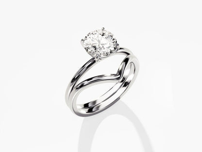 1.50 CT Round Cut Moissanite Solitaire Bridal Ring Set with Round Plain Curved Wedding Bands 8