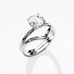 1.50 CT Round Cut Moissanite Bridal Ring Set with Plain Wedding Bands 3
